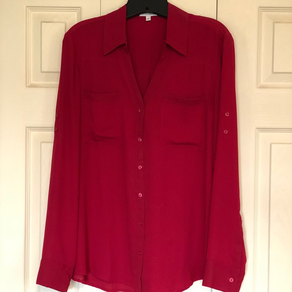 Dark red button down blouse